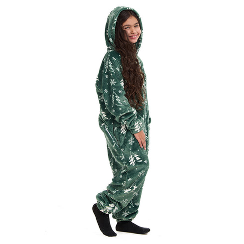 Snuggs Kids Blanket Onesie Green Christmas Tree